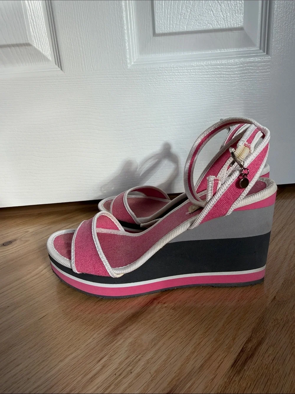 Arizona Jean Company Pink Platform Ankle-Strap Wedges